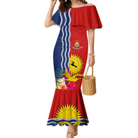 Personalised Kiribati Independence Day Mermaid Dress Kiribati Map With Flag Color LT03 Women Red - Polynesian Pride
