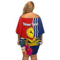 Personalised Kiribati Independence Day Off Shoulder Short Dress Kiribati Map With Flag Color LT03 - Polynesian Pride