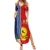 Personalised Kiribati Independence Day Summer Maxi Dress Kiribati Map With Flag Color LT03 Women Red - Polynesian Pride