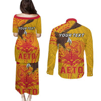 Personalized American Samoa Fautasi Race Couples Matching Puletasi and Long Sleeve Button Shirt Aeto Pago Pago with Eagle Samoan Tribal Patterns LT03 - Polynesian Pride