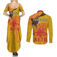 Personalized American Samoa Fautasi Race Couples Matching Summer Maxi Dress and Long Sleeve Button Shirt Aeto Pago Pago with Eagle Samoan Tribal Patterns