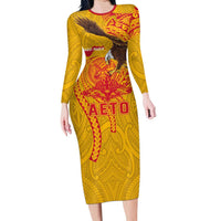 Personalized American Samoa Fautasi Race Family Matching Long Sleeve Bodycon Dress and Hawaiian Shirt Aeto Pago Pago with Eagle Samoan Tribal Patterns