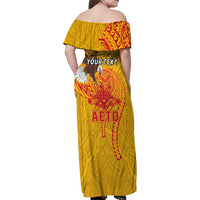 Personalized American Samoa Fautasi Race Family Matching Off Shoulder Maxi Dress and Hawaiian Shirt Aeto Pago Pago with Eagle Samoan Tribal Patterns