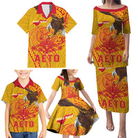 Personalized American Samoa Fautasi Race Family Matching Puletasi and Hawaiian Shirt Aeto Pago Pago with Eagle Samoan Tribal Patterns