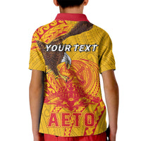 Personalized American Samoa Fautasi Race Kid Polo Shirt Aeto Pago Pago with Eagle Samoan Tribal Patterns
