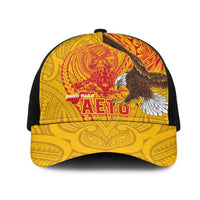 American Samoa Fautasi Race Mesh Trucker Cap Aeto Pago Pago with Eagle Samoan Tribal Patterns LT03 One Size Black Multicolor - Polynesian Pride