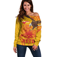 Personalized American Samoa Fautasi Race Off Shoulder Sweater Aeto Pago Pago with Eagle Samoan Tribal Patterns LT03 Women Multicolor - Polynesian Pride