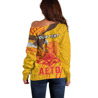 Personalized American Samoa Fautasi Race Off Shoulder Sweater Aeto Pago Pago with Eagle Samoan Tribal Patterns LT03 - Polynesian Pride