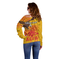 Personalized American Samoa Fautasi Race Off Shoulder Sweater Aeto Pago Pago with Eagle Samoan Tribal Patterns LT03 - Polynesian Pride