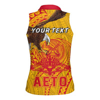 Personalized American Samoa Fautasi Race Women Sleeveless Polo Shirt Aeto Pago Pago with Eagle Samoan Tribal Patterns