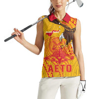 Personalized American Samoa Fautasi Race Women Sleeveless Polo Shirt Aeto Pago Pago with Eagle Samoan Tribal Patterns