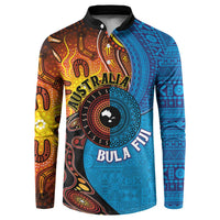 Fiji and Australia Together Button Sweatshirt Tapa Tribal Tattoo mix Aboriginal Pattern