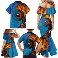Fiji and Australia Together Family Matching Mermaid Dress and Hawaiian Shirt Tapa Tribal Tattoo mix Aboriginal Pattern