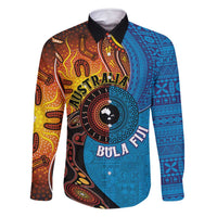 Fiji and Australia Together Family Matching Summer Maxi Dress and Hawaiian Shirt Tapa Tribal Tattoo mix Aboriginal Pattern