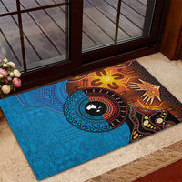Fiji and Australia Together Rubber Doormat Tapa Tribal Tattoo mix Aboriginal Pattern