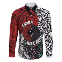 Tonga and New Zealand Together Family Matching Summer Maxi Dress and Hawaiian Shirt Tongan Kupesi Ngatu Tattoo and Maori Paua Shell Pattern