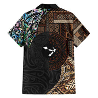 Samoa and New Zealand Together Family Matching Long Sleeve Bodycon Dress and Hawaiian Shirt Siapo Motif and Maori Paua Shell Pattern
