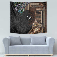 Samoa and New Zealand Together Tapestry Siapo Motif and Maori Paua Shell Pattern