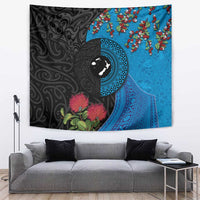 Fiji and New Zealand Together Tapestry Tapa Maori Tattoo mix Tagimoucia and Pohutukawa