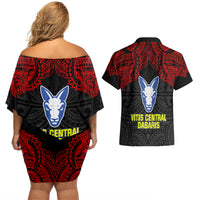 Vitis Central Dabaris Rugby Couples Matching Off Shoulder Short Dress and Hawaiian Shirt Papua New Guinea Polynesian Tattoo LT03 - Polynesian Pride