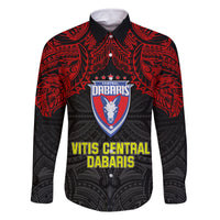 Custom Vitis Central Dabaris Rugby Family Matching Long Sleeve Bodycon Dress and Hawaiian Shirt Papua New Guinea Polynesian Tattoo LT03 Dad's Shirt - Long Sleeve Red - Polynesian Pride