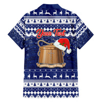Personalised Tokelau Christmas Family Matching Off Shoulder Long Sleeve Dress and Hawaiian Shirt Santa Claus Tokelau Flag and Coat of Arms with Polynesian Pattern LT03 - Polynesian Pride