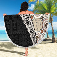 Tukenny Pattern Fijian War Clubs Mix Tapa Tribal Beach Blanket LT03 - Polynesian Pride