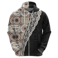 Tukenny Pattern Fijian War Clubs Mix Tapa Tribal Zip Hoodie LT03 - Polynesian Pride