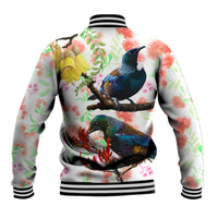 New Zealand Pohutukawa Tui Bird Baseball Jacket Kowhai Version LT03 - Polynesian Pride