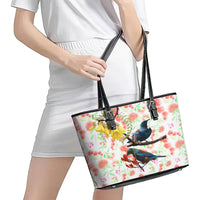 New Zealand Pohutukawa Tui Bird Leather Tote Bag Kowhai Version LT03 - Polynesian Pride
