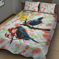 New Zealand Pohutukawa Tui Bird Quilt Bed Set Kowhai Version LT03 - Polynesian Pride