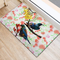 New Zealand Pohutukawa Tui Bird Rubber Doormat Kowhai Version LT03 - Polynesian Pride