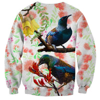 New Zealand Pohutukawa Tui Bird Sweatshirt Kowhai Version LT03 - Polynesian Pride