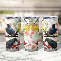 New Zealand Pohutukawa Tui Bird Tumbler Cup Kowhai Version