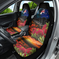 New Zealand ANZAC Day Car Seat Cover Pohutukawa Flower and Tui Bird LT03 - Polynesian Pride
