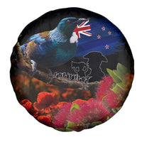 New Zealand ANZAC Day Spare Tire Cover Pohutukawa Flower and Tui Bird LT03 - Polynesian Pride