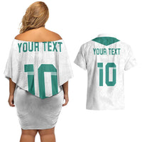 Custom New Zealand Football Couples Matching Off Shoulder Short Dress and Hawaiian Shirt Go All Silver Ferns - Towards World Cup 2026