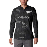 Custom New Zealand Rugby Button Sweatshirt All Silver Ferns Blacks