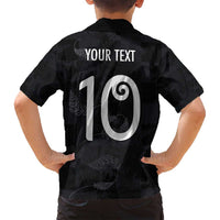 Custom New Zealand Rugby Family Matching Long Sleeve Bodycon Dress and Hawaiian Shirt All Silver Ferns Blacks