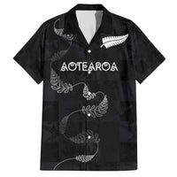 Custom New Zealand Rugby Family Matching Off The Shoulder Long Sleeve Dress and Hawaiian Shirt All Silver Ferns Blacks