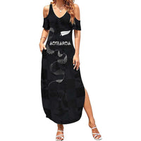 Custom New Zealand Rugby Summer Maxi Dress All Silver Ferns Blacks