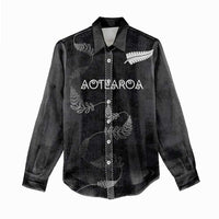 Custom New Zealand Rugby Women Casual Shirt All Silver Ferns Blacks