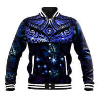 New Zealand Matariki Baseball Jacket Maori Pattern and Matariki Sky Night