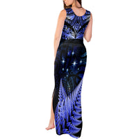 New Zealand Matariki Tank Maxi Dress Maori Pattern and Matariki Sky Night