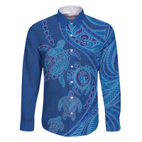 Hawaiian Turtles and Polynesian Art Tattoo Family Matching Long Sleeve Bodycon Dress and Hawaiian Shirt Ocean Abyss