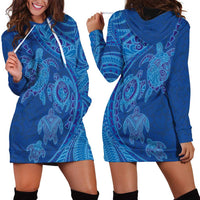 Hawaiian Turtles and Polynesian Art Tattoo Hoodie Dress Ocean Abyss