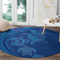 Hawaiian Turtles and Polynesian Art Tattoo Round Carpet Ocean Abyss