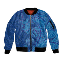 Hawaiian Turtles and Polynesian Art Tattoo Sleeve Zip Bomber Jacket Ocean Abyss