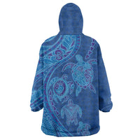 Hawaiian Turtles and Polynesian Art Tattoo Wearable Blanket Hoodie Ocean Abyss