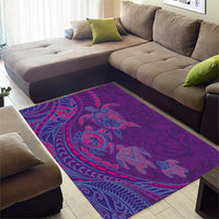 Hawaiian Turtles and Polynesian Art Tattoo Area Rug Dusky Violet